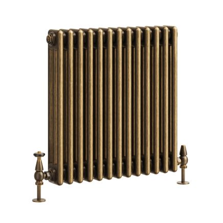 Clement Antique Brass Triple Horizontal Column Radiator - 600x605mm