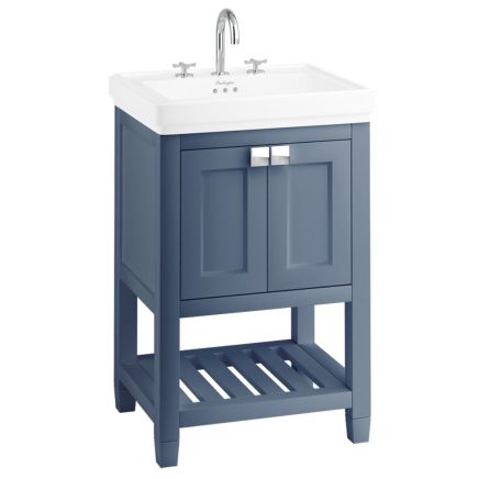 Burlington Riviera Matt Blue Floor Standing Vanity Unit with Basin 580mm