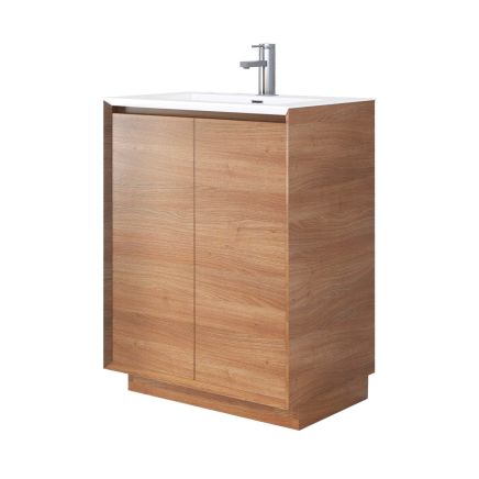 Snowdon Natural Oak Floor Standing Vanity Unit with White Basin 750mm