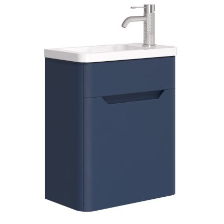 Ellis Royal Blue Wall Hung Cloakroom Vanity Unit with Ceramic Basin 450mm