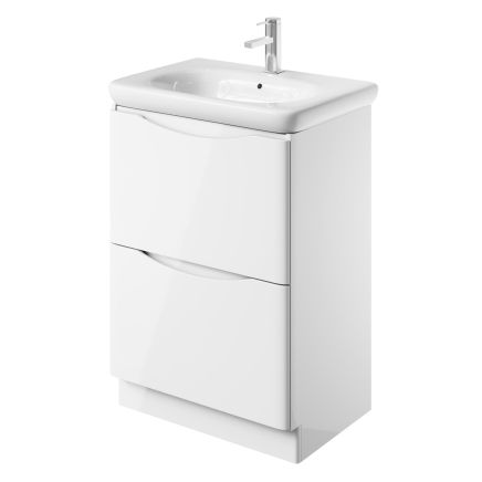 Erin Gloss White Floor Standing Vanity Unit with Lynx Polymarble Basin 600mm