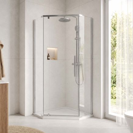 Penta Chrome Frameless Shower Enclosure 900x900mm