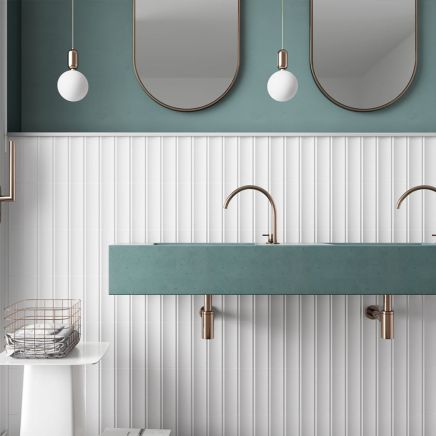 Valencia In Gesso White Gloss Ceramic Tile - 200x65mm