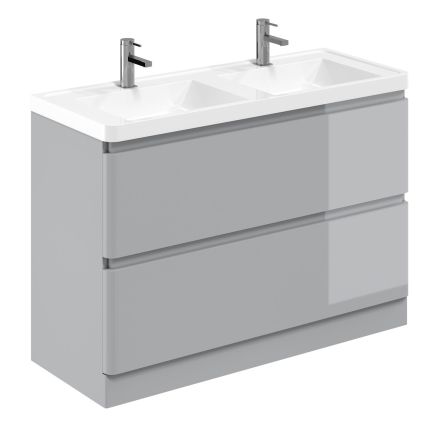 Neon Gloss Light Grey Floor Standing Vanity Unit with Resin Basin 1200mm