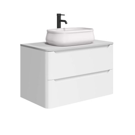 Ellis Wall Hung 800mm Vanity Unit in Matt White with White Worktop