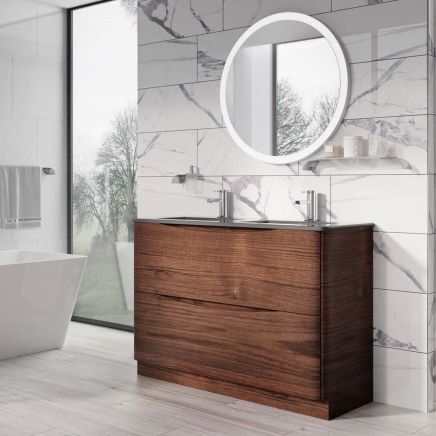 Erin Rosewood Floor Standing Vanity Unit with Grey Glass Basin 1200mm