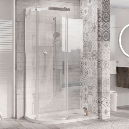 Solet Chrome Left Hand Single Sliding Door Quadrant Shower Enclosure 1200x800mm