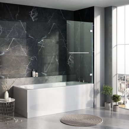 Lanka Chrome Hinged Bath Screen with Towel Rail