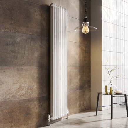 Upton White Double Vertical Column Radiator 1800x380mm