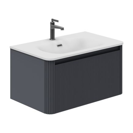 Wish Ribbed Wall Hung Vanity Unit in Charcoal