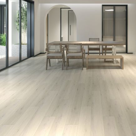 Stirling  White Wood Plank Effect Vinyl Click Flooring 182x1220mm