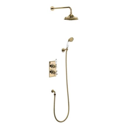 Burlington Trent Gold Concealed Valve Shower Pack with 9" Fixed Shower Head