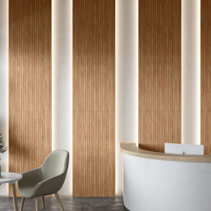 Ashton Beige Oak Slatted Wood Effect Porcelain Tile 1200x600mm