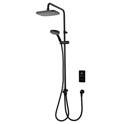 Triton ENVi DuElec Black Thermostatic Electric Shower with Inline Wall Fed Kit, 9kw