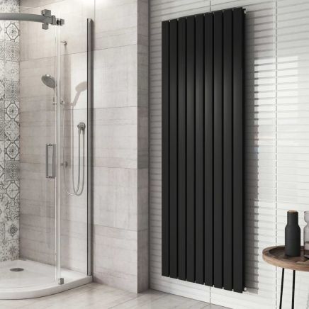 Perth Matt Black Double Vertical Flat Panel Radiator 1800x610mm