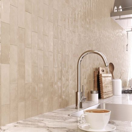 Napoli Beige Gloss Porcelain Brick Tile 200x65mm