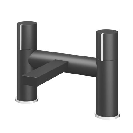 Pancho Matt Black and Chrome Bath Filler Tap