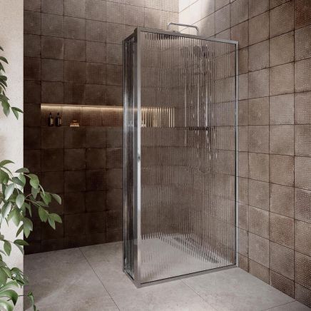 Amien Chrome Fluted Glass Pivot Return Panel 300mm