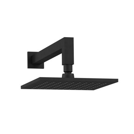 Matt Black Square 200mm Shower Head and Arm