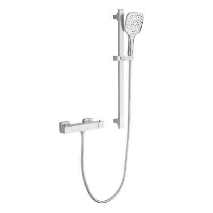 Pembroke Square Exposed Thermostatic Bar Valve & Slide Rail Chrome Shower Kit