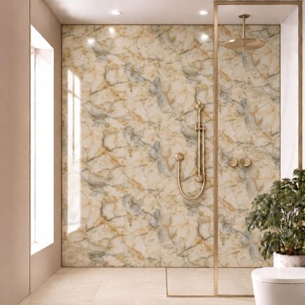 Pristina Golden Pearl Onyx Waterproof PVC Shower Wall Panel 1000x2400mm