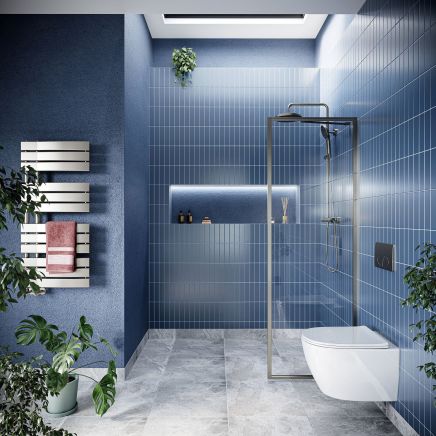 Amien Brushed Nickel Framed Clear Glass Shower Screen - 680mm
