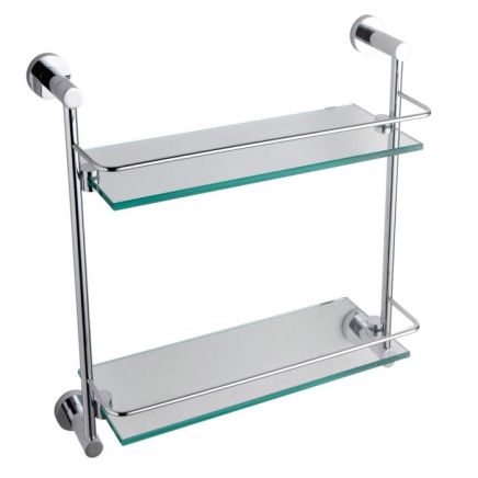Round Chrome Double Glass Shelf