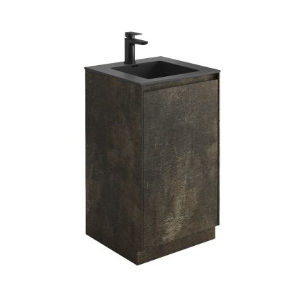 Odion Metallic Floor Standing Vanity Unit with Black Basin 500mm