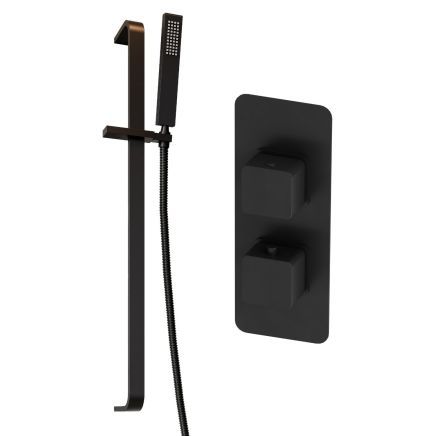 Liva Matt Black Concealed Shower Valve & Slide Rail Pack
