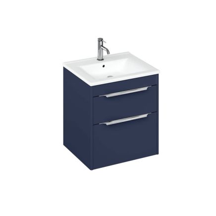 Britton Shoreditch Matt Blue Double Drawer Wall Hung Vanity Unit with Square Basin 550mm