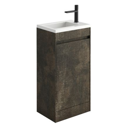 Odion Metallic White Floor Standing Cloakroom Vanity Unit with Resin Basin 440mm