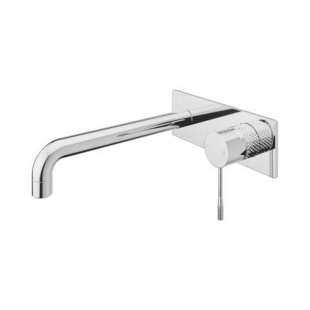 Moray Polished Chrome wall mounted basin tap featuring a textured knurled detailing