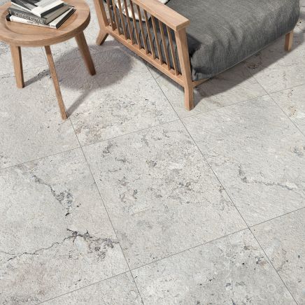 Kratos White Stone Effect Outdoor Porcelain Tile - 450x650mm