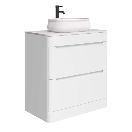 Ellis Floor Standing 800mm Vanity Unit in Matt White with White Worktop