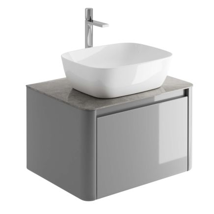 Callerton Light Grey Wall Hung Vanity Unit with Grey Marble Worktop 650mm