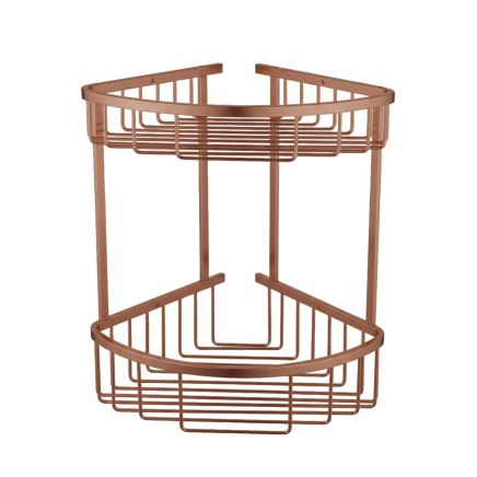 Brushed Bronze Double Corner Shower Basket