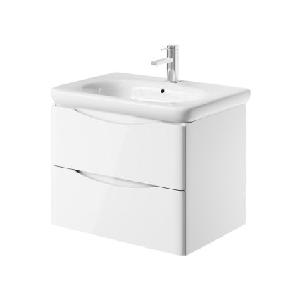 Erin Gloss White Wall Hung Vanity Unit with Link Resin Basin 600mm