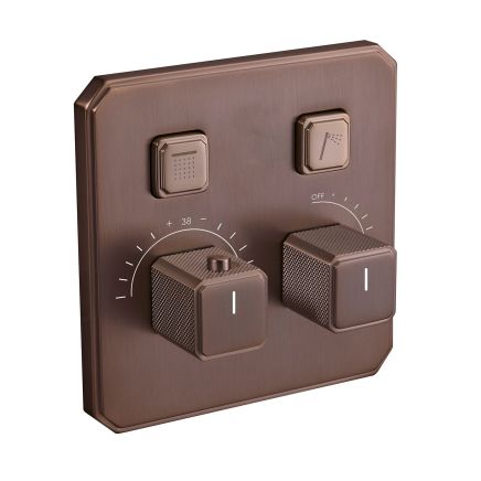 Flint Brushed Bronze Square Concealed Thermostatic Shower Valve With Dual Outlet