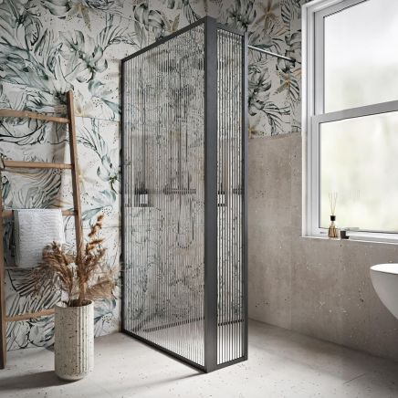 Amien Gunmetal Fluted Glass Pivot Return Panel 300mm