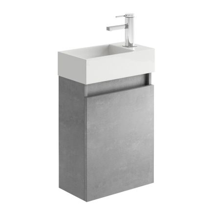 Compact Concrete Wall Hung Cloakroom Vanity Unit 390mm