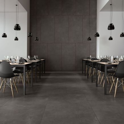 Straza Noir Matt Porcelain Tile 600x1200mm roomset
