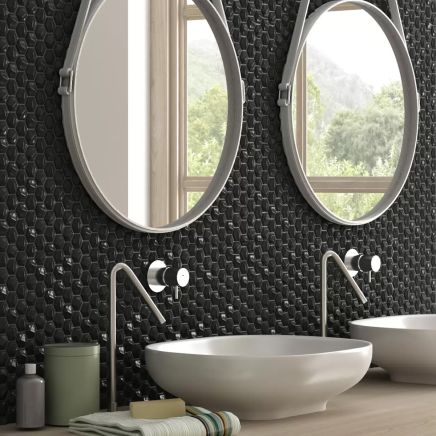 Naple Hexagon Matt Black Mosaic 307x317mm