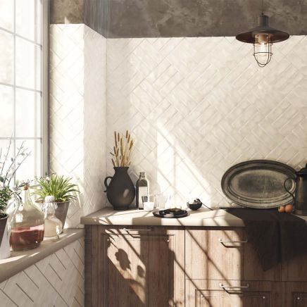 Borneo Soft White Crackle Gloss Porcelain Tile 65x200mm