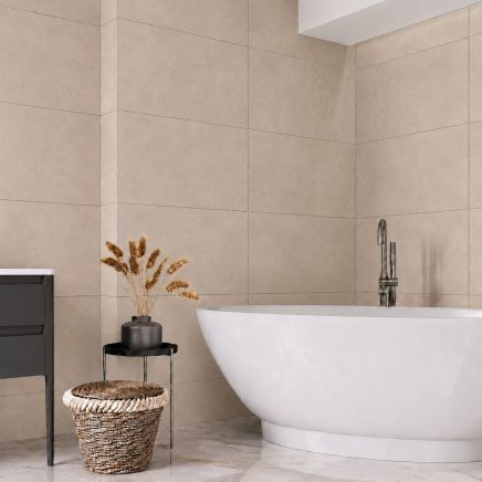 Zenia Taupe Concrete Porcelain Tile 600x1200mm
