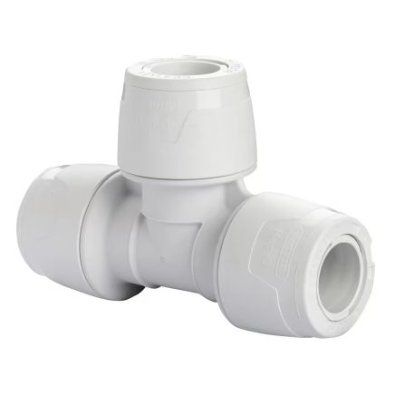 Wavin Hep2O Keyless Push-Fit White Plastic Equal Tee 15mm - KL10-15