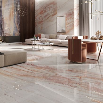 Rainbow Crystal Andes Pink Gloss Marble Tile 600x1200mm