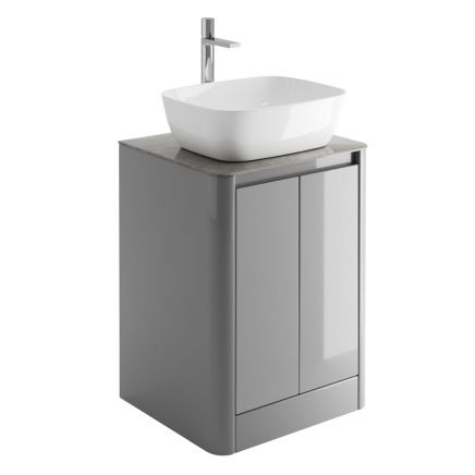 Callerton Light Grey Floor Standing Vanity Unit with Grey Marble Worktop 550mm