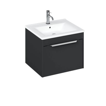 Britton Shoreditch Matt Grey Single Drawer Wall Hung Vanity Unit with Square Basin 550mm