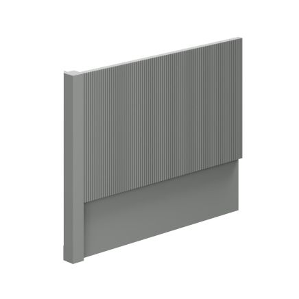Bryce 800mm Ribbed Grey End Bath Panel with Corner Post