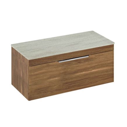 Britton Shoreditch Caramel Single Drawer Wall Hung Vanity Unit with Concrete Haze Worktop 1000mm